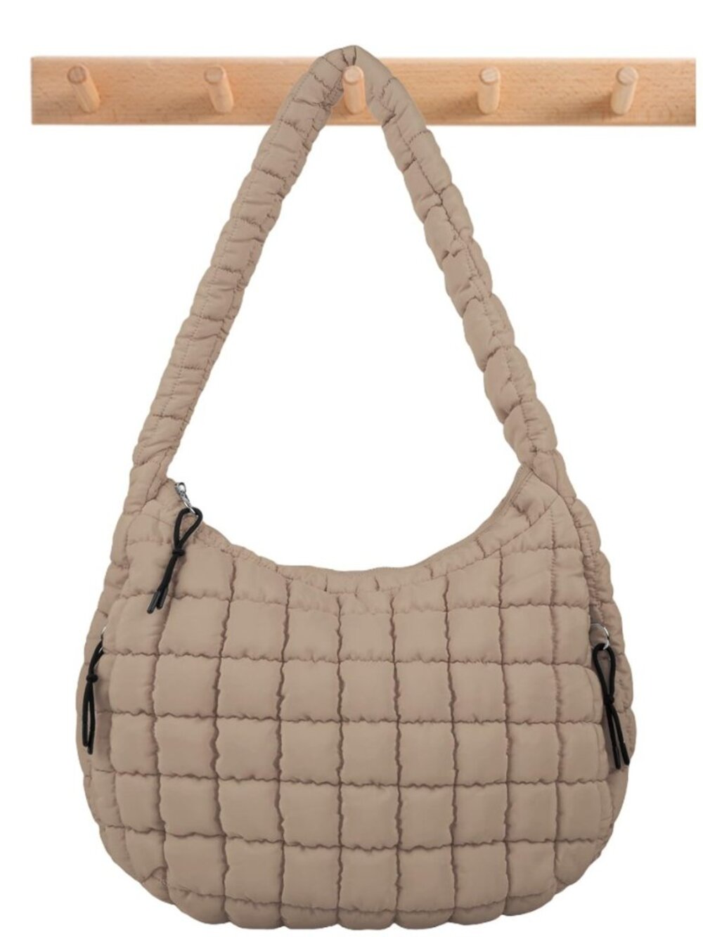 Quilted Puffer Tote Bag Puffy Crossbody Shoulder Bag with Zipper, Nylon Hobo